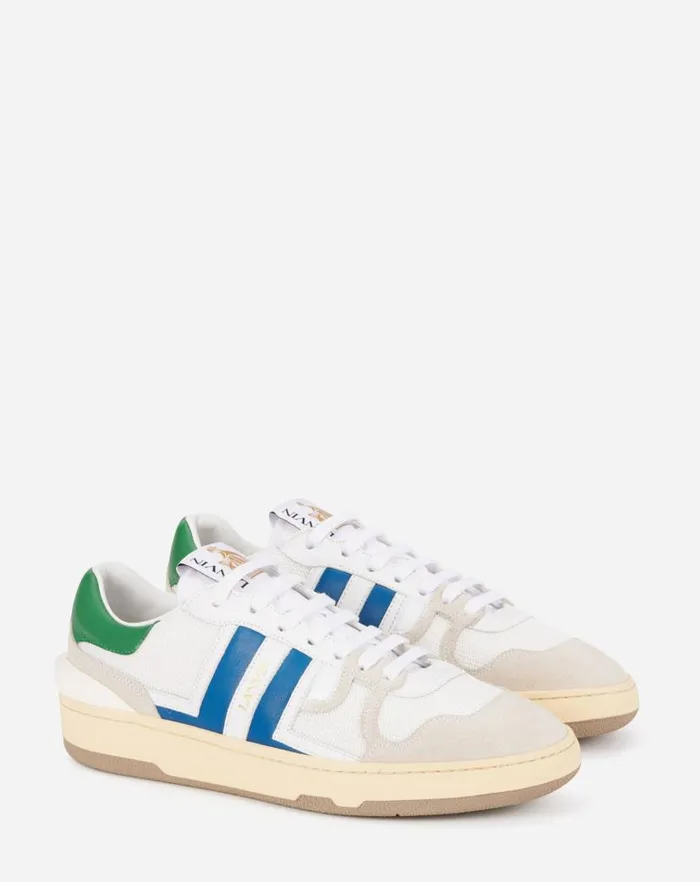 Men Lanvin Sneakers Clay Low Top Sneakers Whiteblue