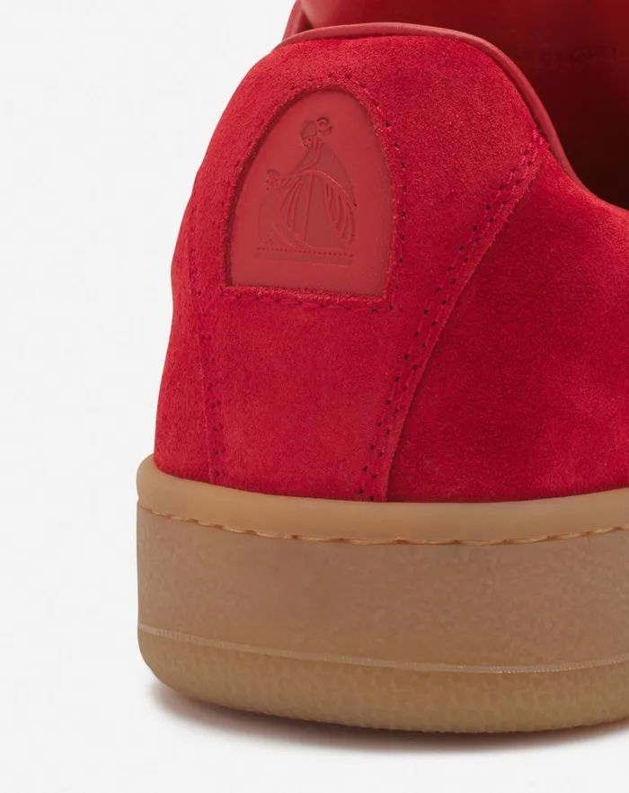Men Lanvin Sneakers Lanvin X Future Hyper Curb Sneakers In Leather And Suede For Men Poppy Redorange Men Lanvin Sneakers Lanvin X Future Hyper Curb Sneakers In Leather And Suede For Men Poppy Redorange