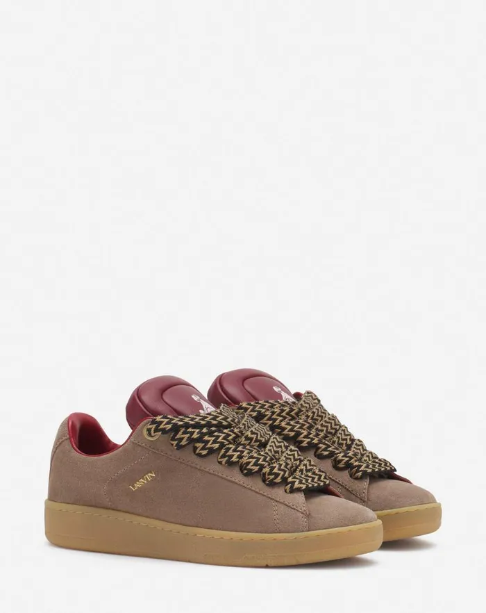 Men Lanvin Sneakers Lanvin X Future Hyper Curb Sneakers In Leather And Suede For Men Taupered Men Lanvin Sneakers Lanvin X Future Hyper Curb Sneakers In Leather And Suede For Men Taupered