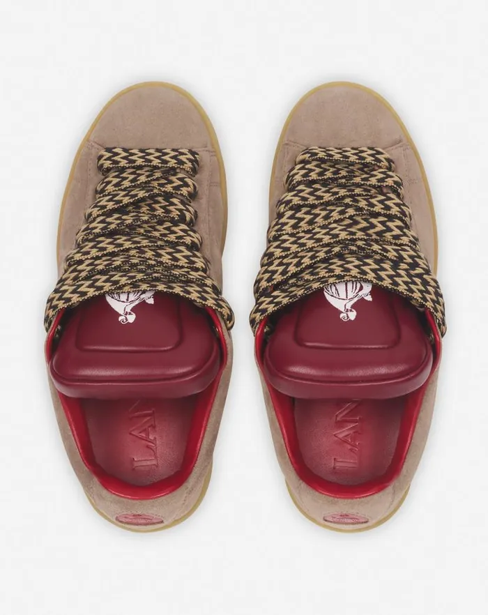 Men Lanvin Sneakers Lanvin X Future Hyper Curb Sneakers In Leather And Suede For Men Taupered Men Lanvin Sneakers Lanvin X Future Hyper Curb Sneakers In Leather And Suede For Men Taupered