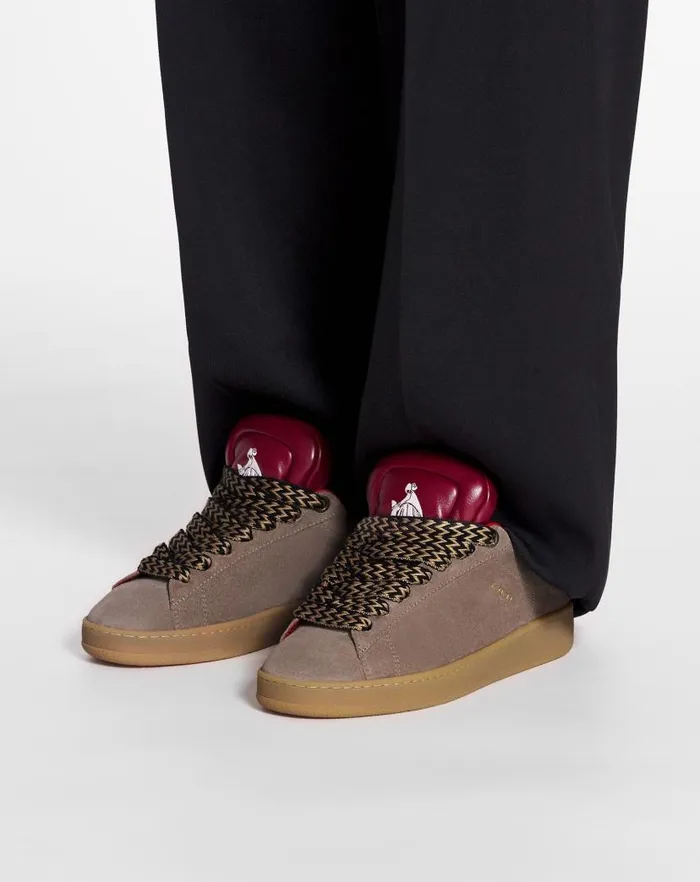 Men Lanvin Sneakers Lanvin X Future Hyper Curb Sneakers In Leather And Suede For Men Taupered Men Lanvin Sneakers Lanvin X Future Hyper Curb Sneakers In Leather And Suede For Men Taupered