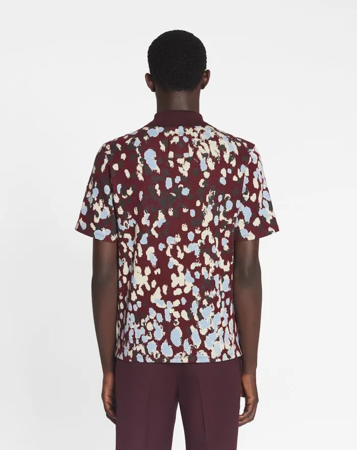 Men Lanvin Tshirts and Polos Jacquard Polo Shirt Burgundy Men Lanvin Tshirts and Polos Jacquard Polo Shirt Burgundy