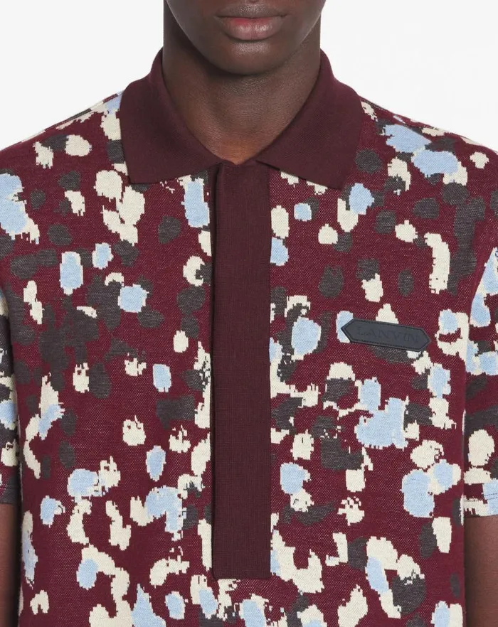 Men Lanvin Tshirts and Polos Jacquard Polo Shirt Burgundy Men Lanvin Tshirts and Polos Jacquard Polo Shirt Burgundy