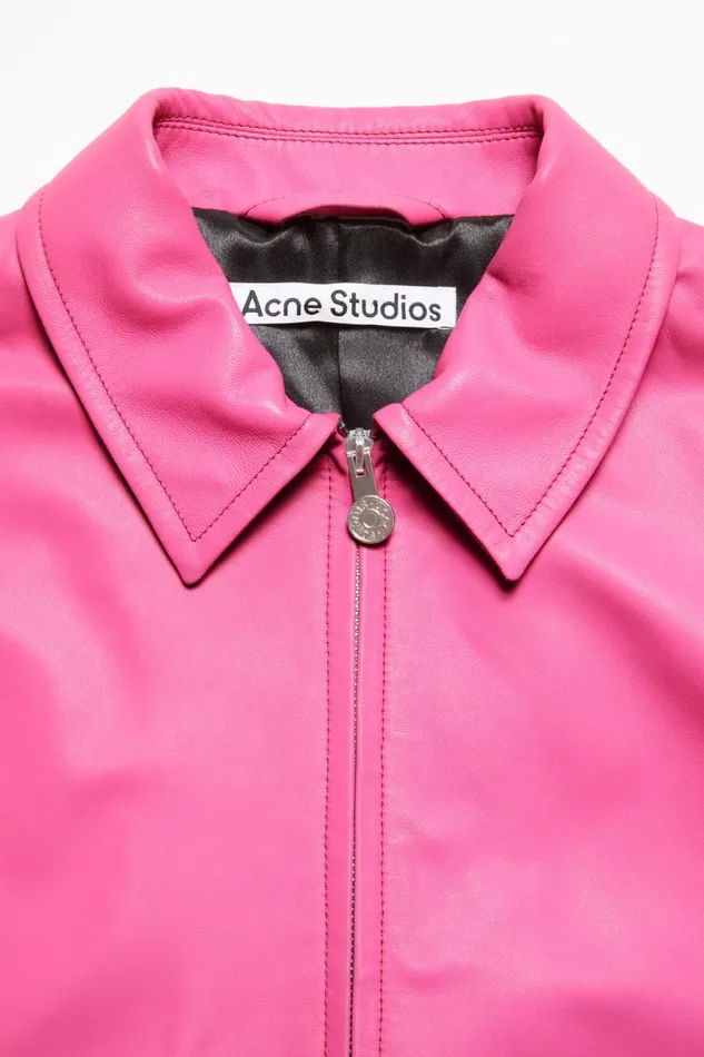 Men Leather Jacket Bubble Pink Acne Studios Outerwear