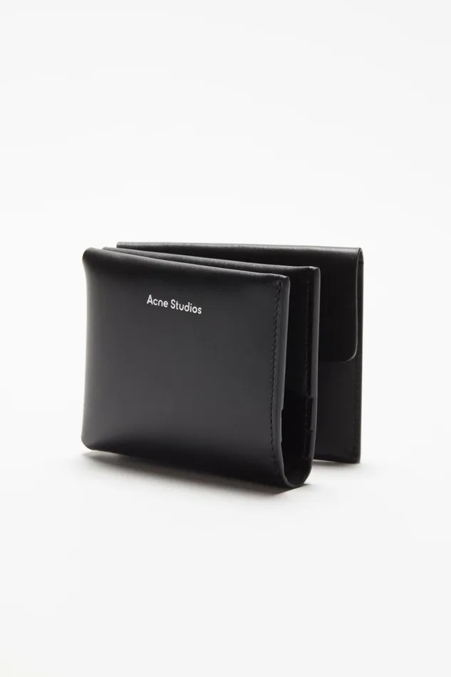 Men Leather Trifold Wallet Black Acne Studios Small Leather Goods