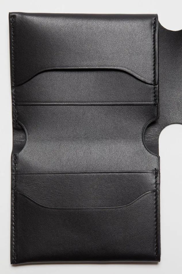 Men Leather Trifold Wallet Black Acne Studios Small Leather Goods