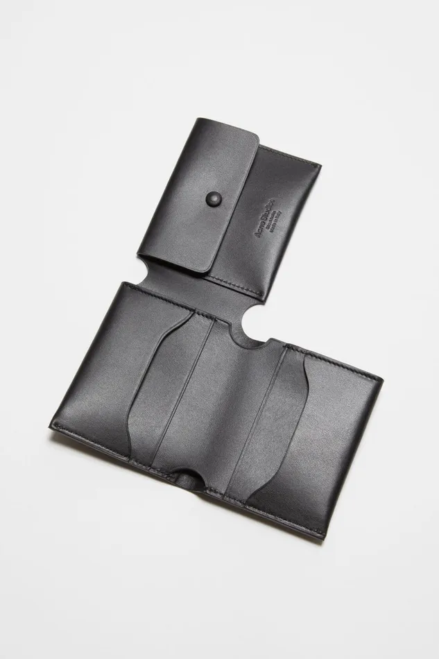 Men Leather Trifold Wallet Black Acne Studios Small Leather Goods
