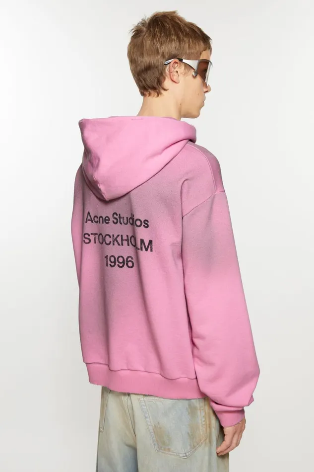 Men Logo Hooded Sweater Cotton Candy Pink Acne Studios Sweatshirts