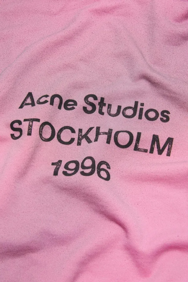 Men Logo Hooded Sweater Cotton Candy Pink Acne Studios Sweatshirts