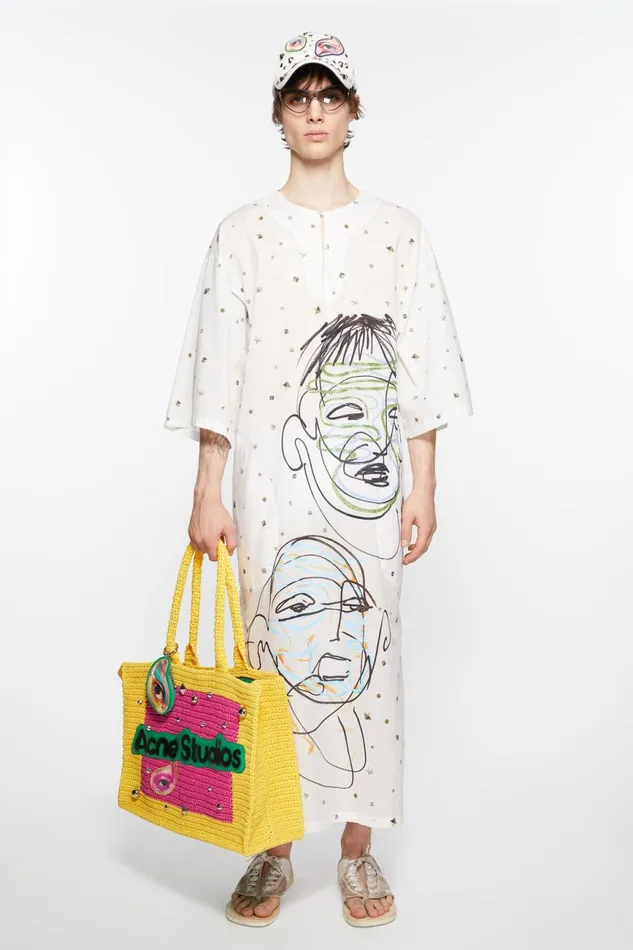 Men Logo Stud Tote Bag Pinkyellow Acne Studios Bags