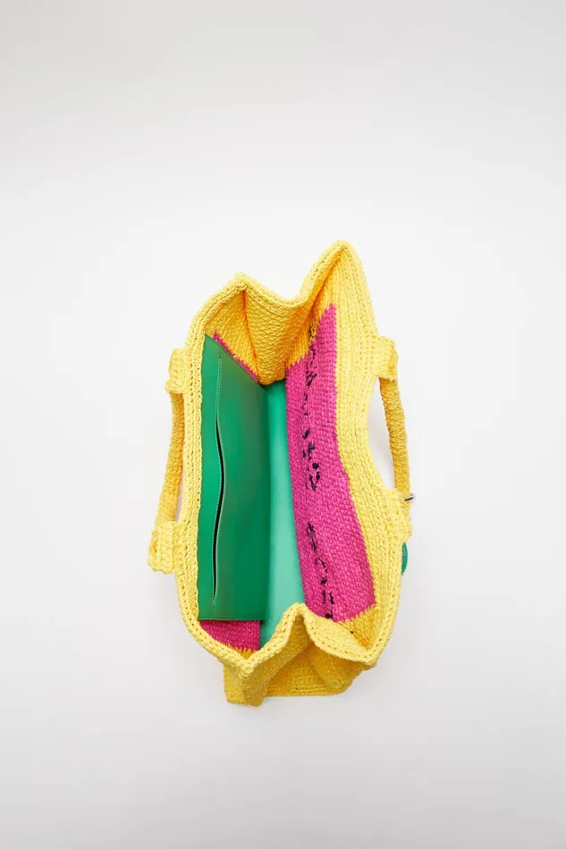 Men Logo Stud Tote Bag Pinkyellow Acne Studios Bags