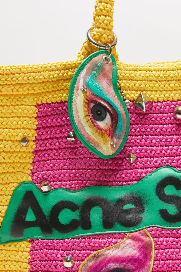Men Logo Stud Tote Bag Pinkyellow Acne Studios Bags