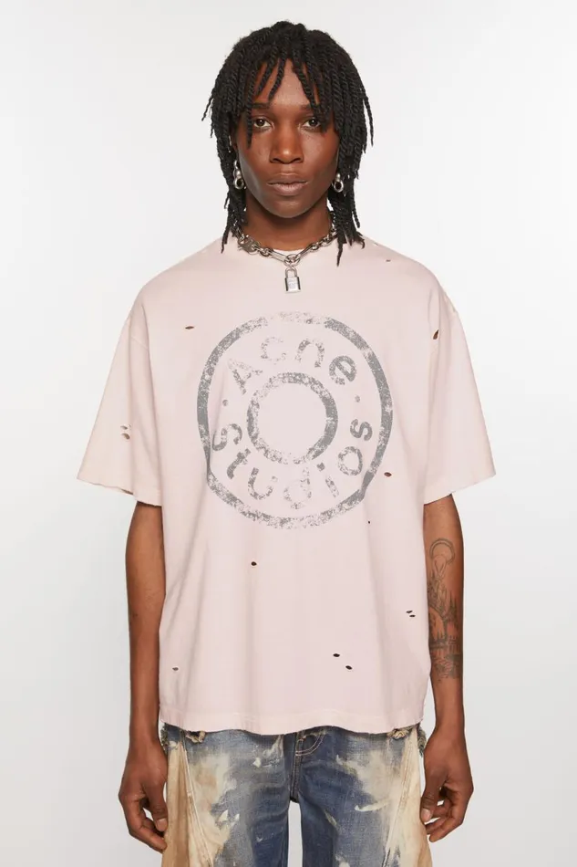 Men Logo Tshirt 8211 Relaxed Fit Faded Pink Acne Studios Tshirts
