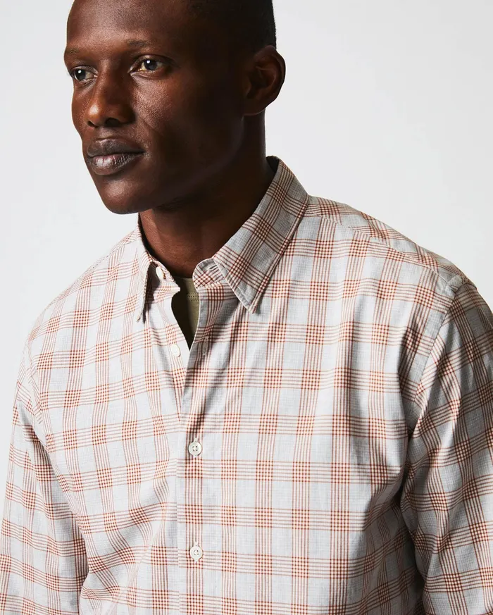 Men Melange Grid Plaid Tuscumbia Shirt Hidden Bd Greyginger Billy Reid Shirting