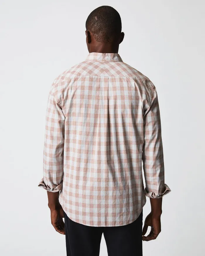 Men Melange Grid Plaid Tuscumbia Shirt Hidden Bd Greyginger Billy Reid Shirting