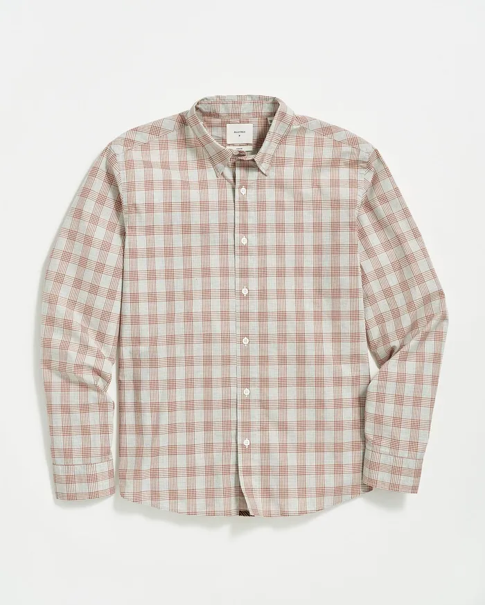 Men Melange Grid Plaid Tuscumbia Shirt Hidden Bd Greyginger Billy Reid Shirting