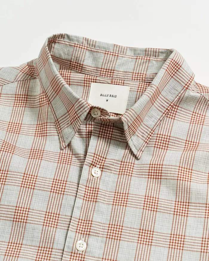 Men Melange Grid Plaid Tuscumbia Shirt Hidden Bd Greyginger Billy Reid Shirting