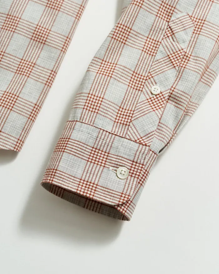 Men Melange Grid Plaid Tuscumbia Shirt Hidden Bd Greyginger Billy Reid Shirting