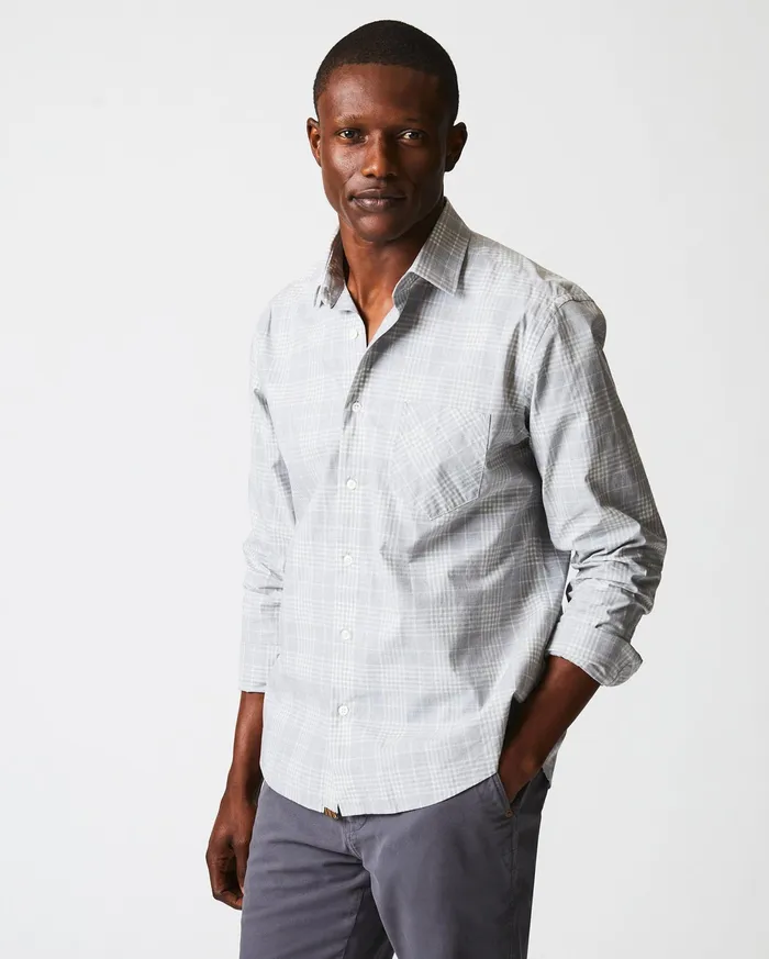 Men Melange Plaid John T Shirt Grey Billy Reid Shirting
