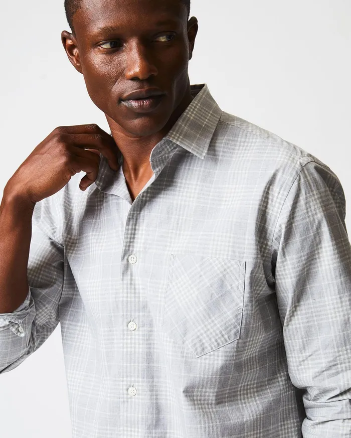 Men Melange Plaid John T Shirt Grey Billy Reid Shirting