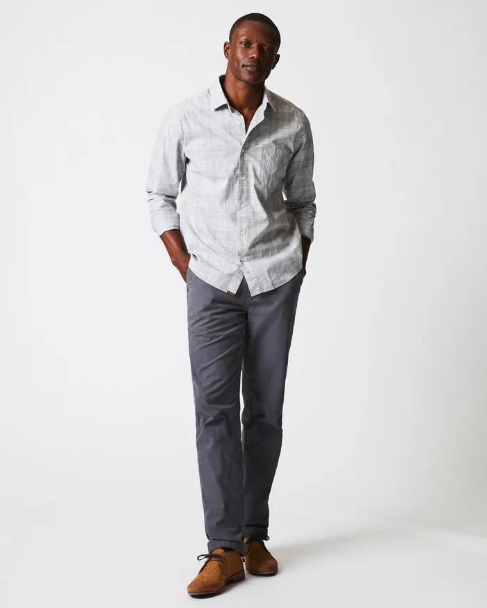 Men Melange Plaid John T Shirt Grey Billy Reid Shirting