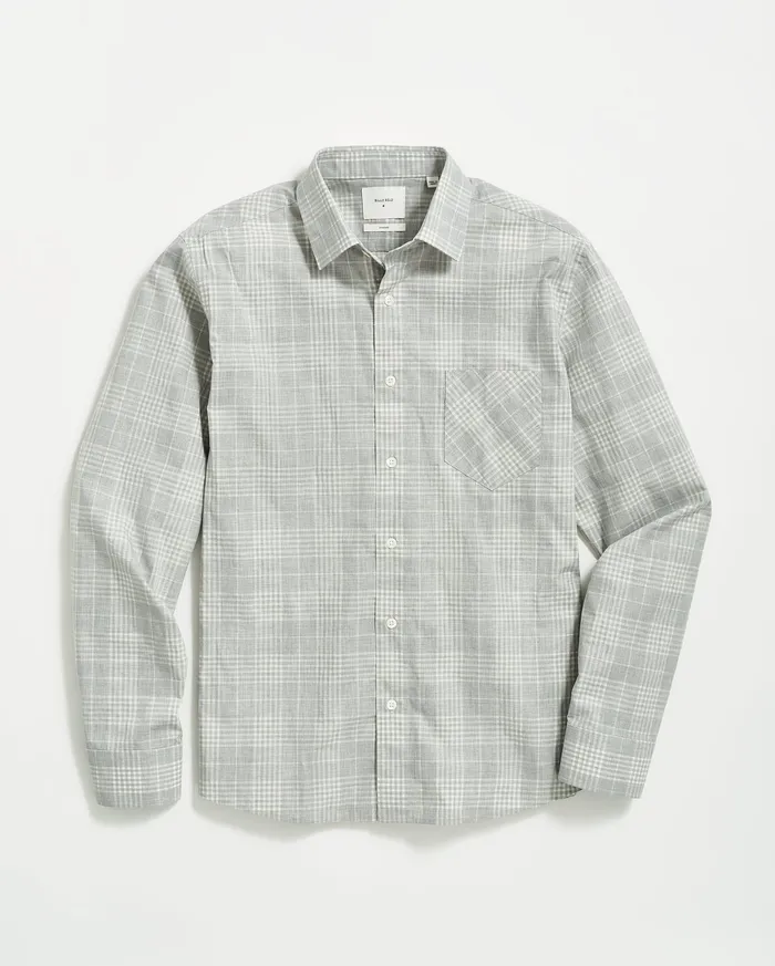 Men Melange Plaid John T Shirt Grey Billy Reid Shirting