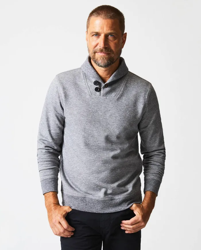 Men Mouline Shawl Pullover Medium Grey Billy Reid Sweaters and Sweatshirts