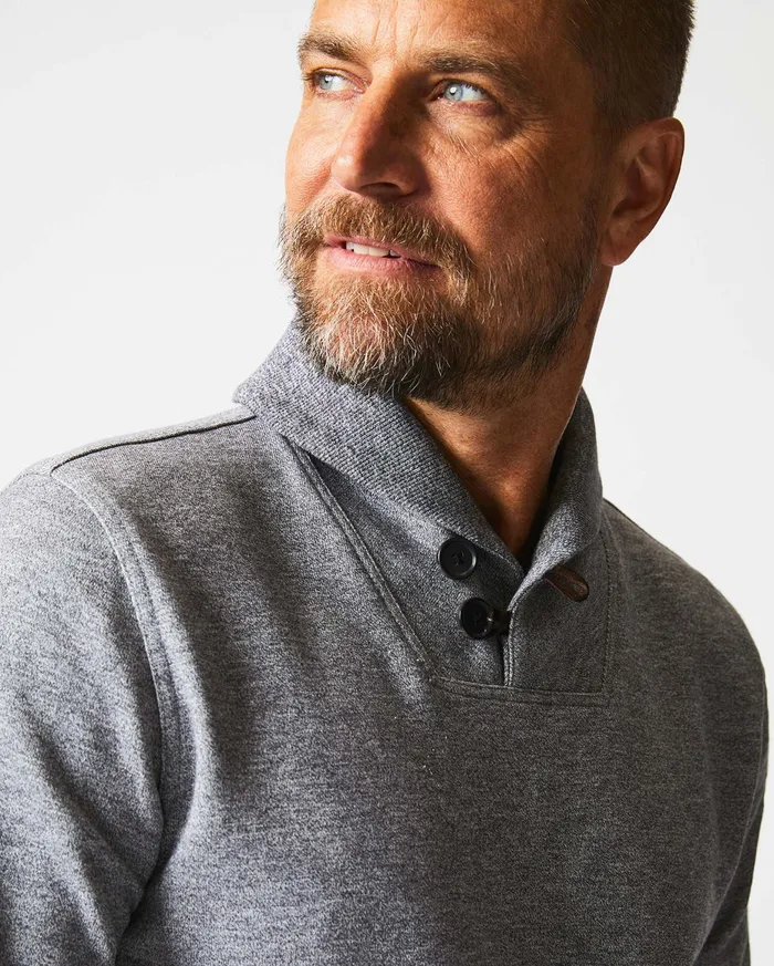 Men Mouline Shawl Pullover Medium Grey Billy Reid Sweaters and Sweatshirts