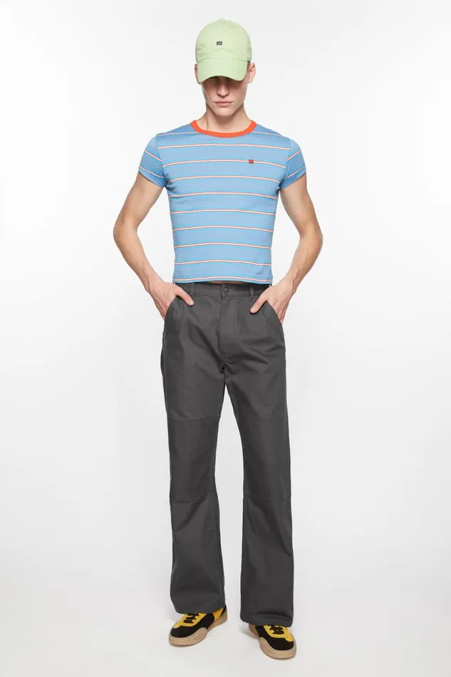 Men Patch Canvas Trousers Dark Grey Acne Studios Trousers