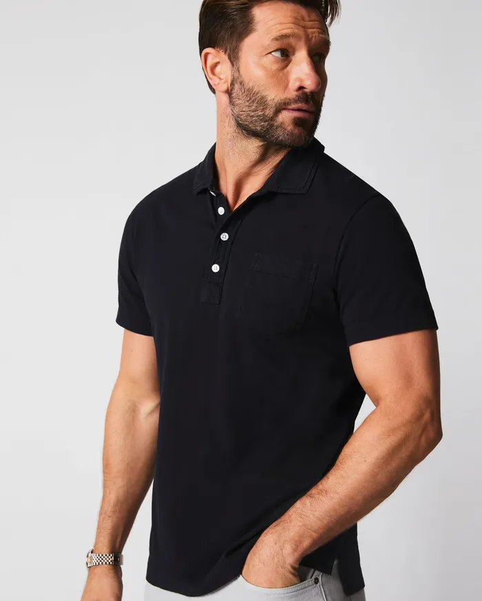 Men Pensacola Polo Black Billy Reid Polos Tees and Henleys