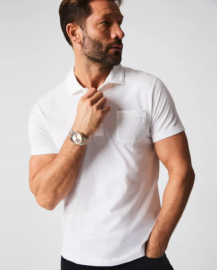 Men Pensacola Polo White Billy Reid Polos Tees and Henleys