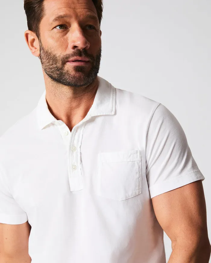 Men Pensacola Polo White Billy Reid Polos Tees and Henleys