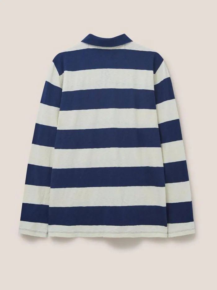 Men POLO SHIRTS White Stuff Block Stripe LS Polo Ivory Multi Men POLO SHIRTS White Stuff Block Stripe LS Polo Ivory Multi
