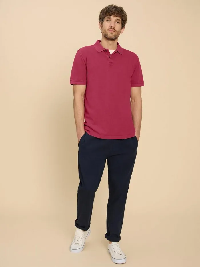 Men POLO SHIRTS White Stuff Utility Polo Deep Pink
