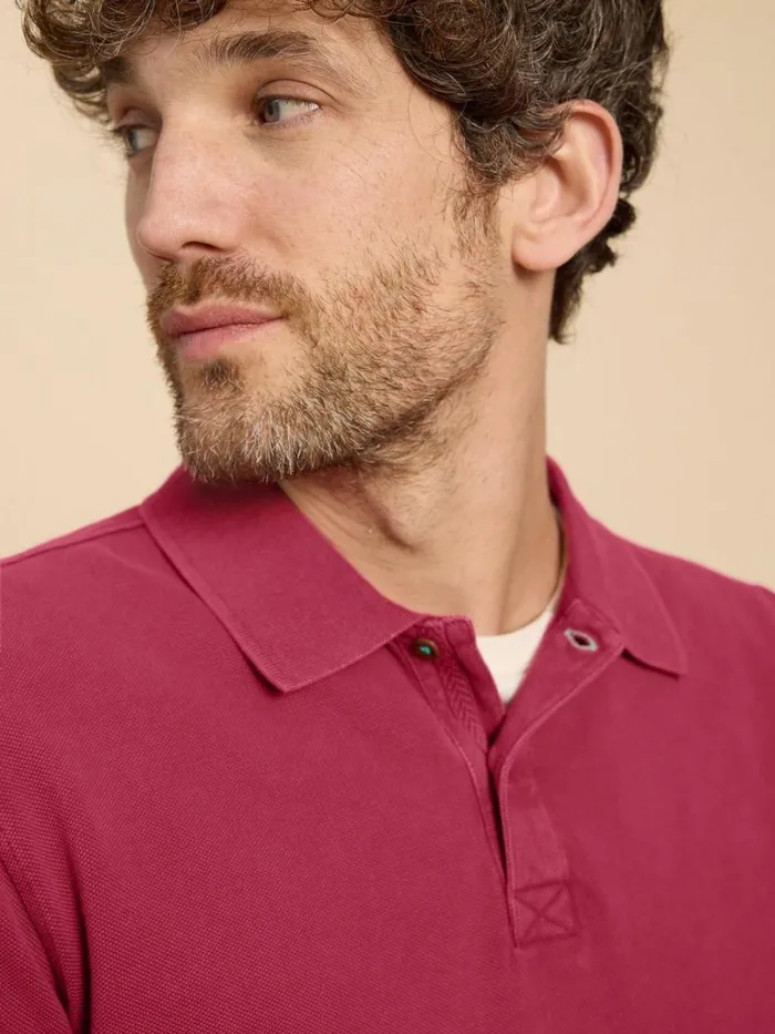 Men POLO SHIRTS White Stuff Utility Polo Deep Pink Men POLO SHIRTS White Stuff Utility Polo Deep Pink
