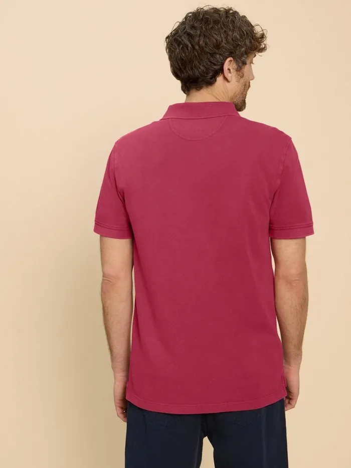 Men POLO SHIRTS White Stuff Utility Polo Deep Pink Men POLO SHIRTS White Stuff Utility Polo Deep Pink