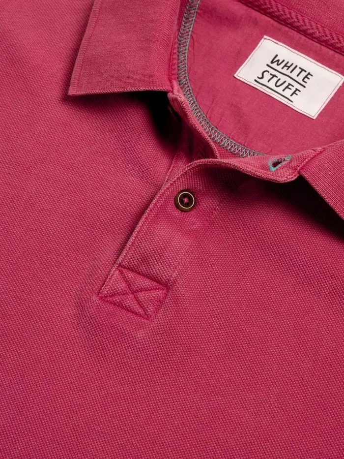 Men POLO SHIRTS White Stuff Utility Polo Deep Pink Men POLO SHIRTS White Stuff Utility Polo Deep Pink