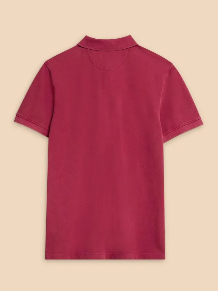 Men POLO SHIRTS White Stuff Utility Polo Deep Pink Men POLO SHIRTS White Stuff Utility Polo Deep Pink