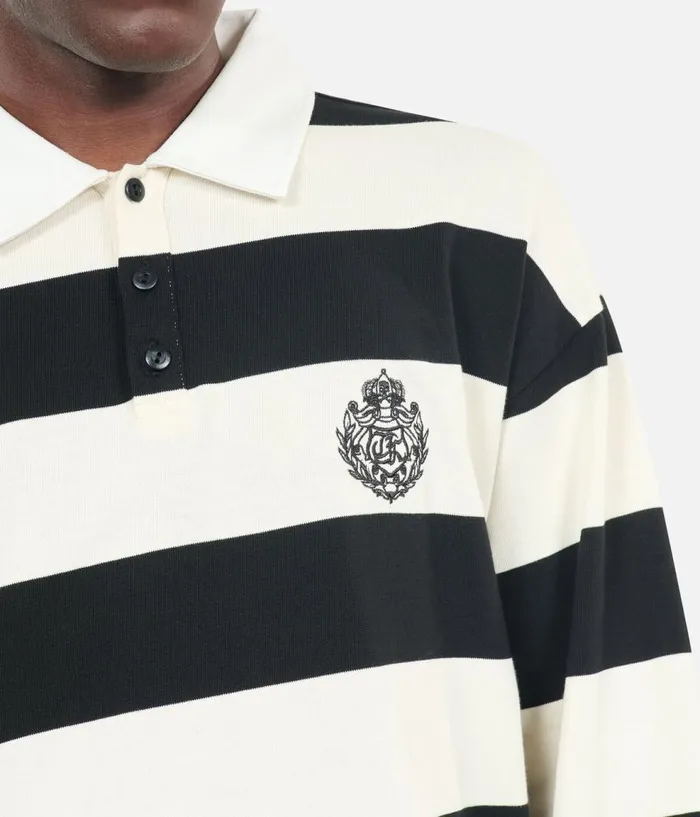 Men Polos THE KOOPLES Longsleeved Black And White Striped Polo Tshirt Men Polos THE KOOPLES Longsleeved Black And White Striped Polo Tshirt