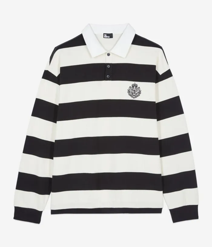 Men Polos THE KOOPLES Longsleeved Black And White Striped Polo Tshirt Men Polos THE KOOPLES Longsleeved Black And White Striped Polo Tshirt