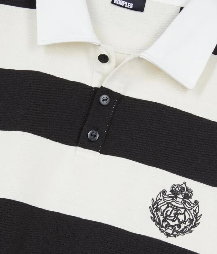 Men Polos THE KOOPLES Longsleeved Black And White Striped Polo Tshirt Men Polos THE KOOPLES Longsleeved Black And White Striped Polo Tshirt