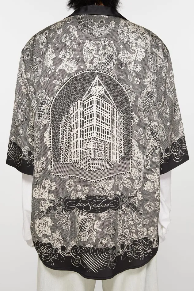Men Print Buttonup Shirt Blackecru Acne Studios Shirts
