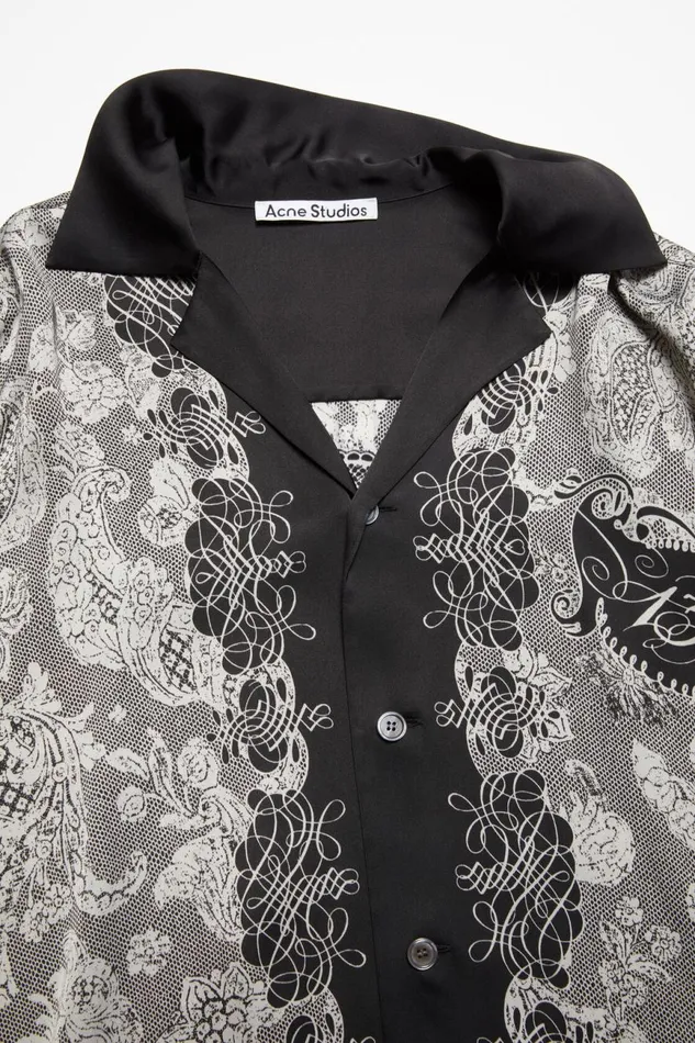 Men Print Buttonup Shirt Blackecru Acne Studios Shirts