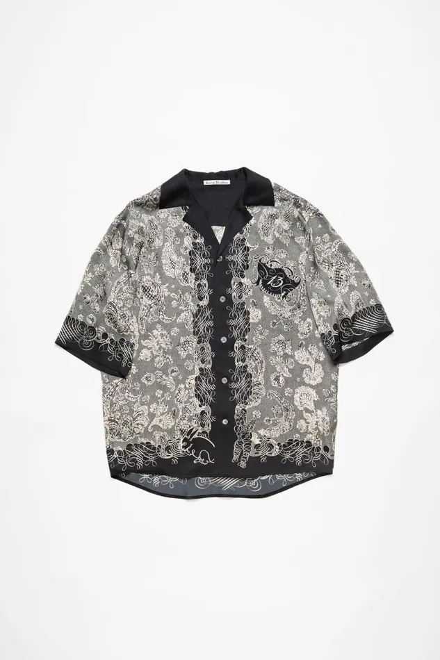 Men Print Buttonup Shirt Blackecru Acne Studios Shirts