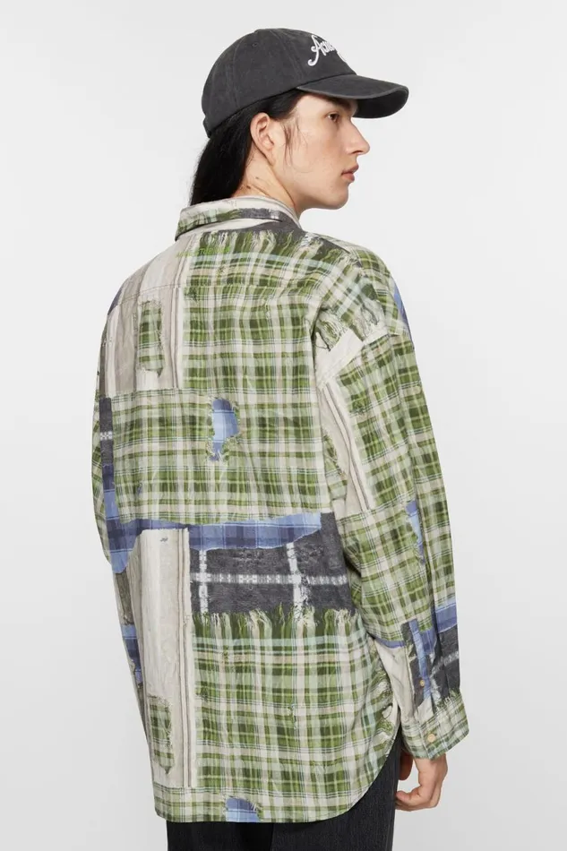Men Print Buttonup Shirt Green Multi Acne Studios Shirts