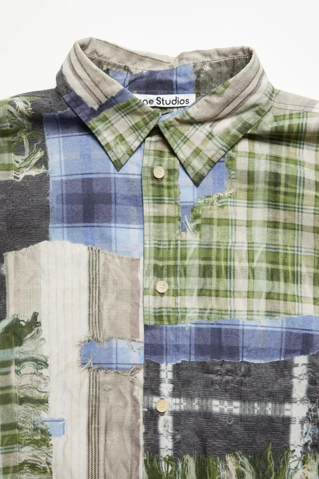 Men Print Buttonup Shirt Green Multi Acne Studios Shirts