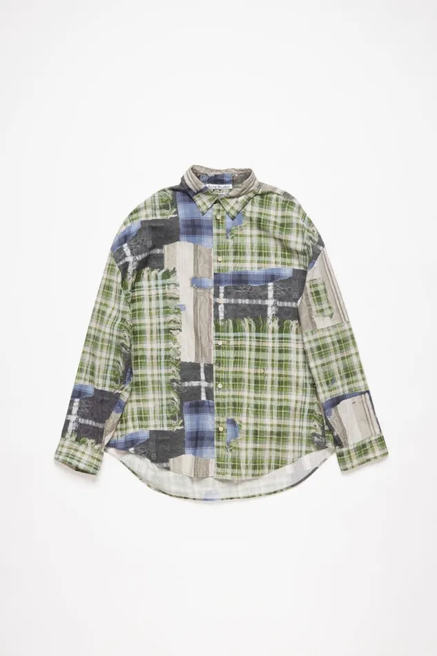 Men Print Buttonup Shirt Green Multi Acne Studios Shirts