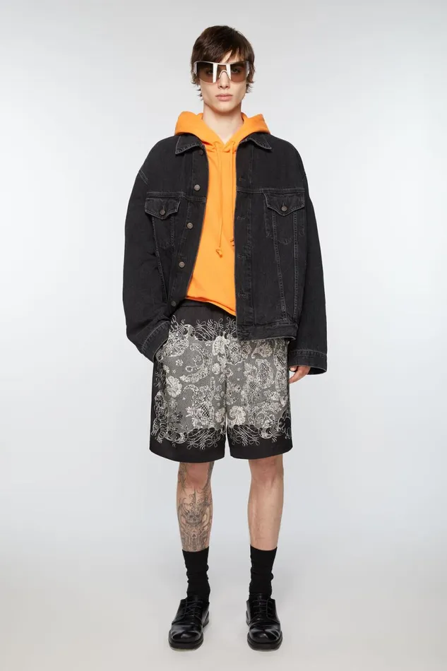 Men Print Shorts Blackecru Acne Studios Shorts