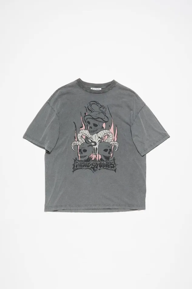 Men Print Tshirt 8211 Relaxed Fit Faded Black Acne Studios Tshirts