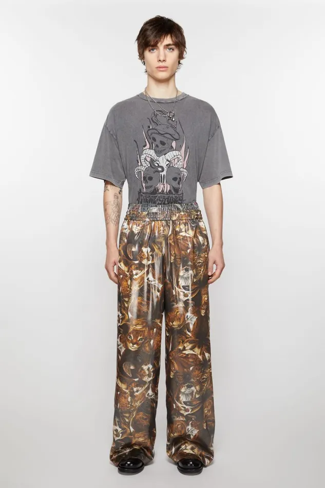 Men Print Trousers Brownmulti Acne Studios Trousers
